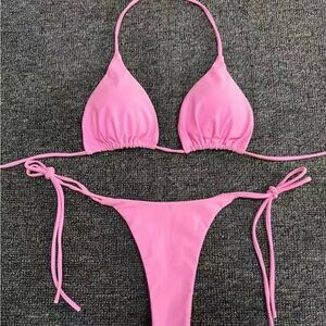 Triangle  Pink bikini set with tie bottoms 
SEXY THONG BIKINI SET NEW